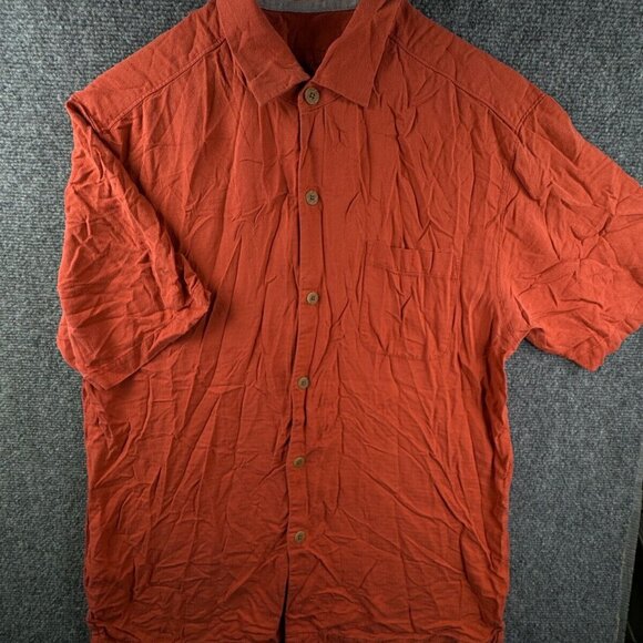 Tommy Bahama Hawaii Button Up Shirt Mens Orange Short Sleeve Small 100% Silk - Picture 1 of 15